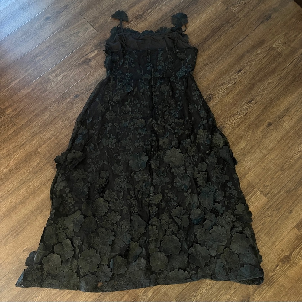 Dalia MacPhee Black 3D Floral Appliqué Overlay Party Dress XL - Picture 9 of 14
